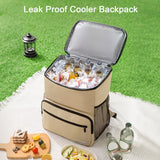 MIRASON Cooler Backpack Insulated Leak Proof Beach Backpack Cooler Bag, Cooling Beer Lunch Backpack Cooler for Men Women Picnic Hiking Camping Travel with 4 Pockets, Khaki