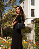 KALIDI Women’s Swing Zip Leather Shoulder Bag,Black