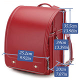 Baobab's wish Ransel Randoseru Backpack Semi-automatic satchel Japanese school bag for girls and boys PU leather bab-rng58 (Red)