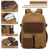 Lohol Water Resistant Daypack with Mulitiple Pockets for Travel Outdoor College, 15.6 inch Laptop Backpack for Men and Women (Brown)