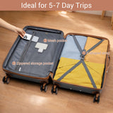 Kono 28 Inch Large Suitcase, Expandable for Long Trips, Impact-Resistant ABS+PC & Silent Wheels, Black, Lightweight Hardshell Luggage, Smooth Rolling Spinner Suitcase for Travel，Black/Brown