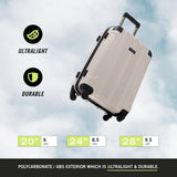 Kenneth Cole REACTION Out of Bounds Lightweight Hardshell 4-Wheel Spinner Luggage, Mushroom, 2-Piece Set (20" & 28")