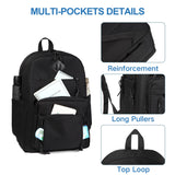 VASCHY School Backpack for Men,Two Compartments Daypack Bookbag Schoolbag for High School Teen Boy Girls/College/Work/Travel Women Black