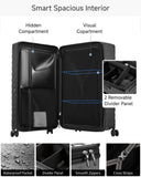 LUGGEX Trunk Luggage,KVT Expandable PC Hard Shell Large Checked 28 Inch Suitcase with Shock - Absorbing Wheels & TSA Lock(EX-Pro,Blue,28 inch,91L-105L)