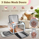 DSDCDJ Cat Carrier Dog Carrier - Soft-Sided Cat Carrier with Plush Pad & Cooling Mat, Easy-Load 4-Side Zipper & 3-Side Mesh Ventilation, Pet Carrier Airline Approved for Cats/Dogs Up to 16 lbs, Blue