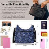 Securtex Anti-theft Free Time Hobo Bag - 10.5"x9" Travel Crossbody For Women w/Locking Zippers RFID