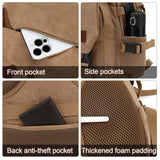 AUGUR Canvas Backpack for Men Casual Daypack Vintage Rucksack Laptop Backpack fit 15-17 inch Travel Hiking School Backpack(35L-Khaki)