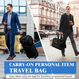 Underseat Carry On luggage Bag Airplanes Personal Item Bags Weekender Overnight Travel Tote Bag Shoulder Small Softside Carry on Luggage Travel Duffel Bags For Men Women -16 IN Black