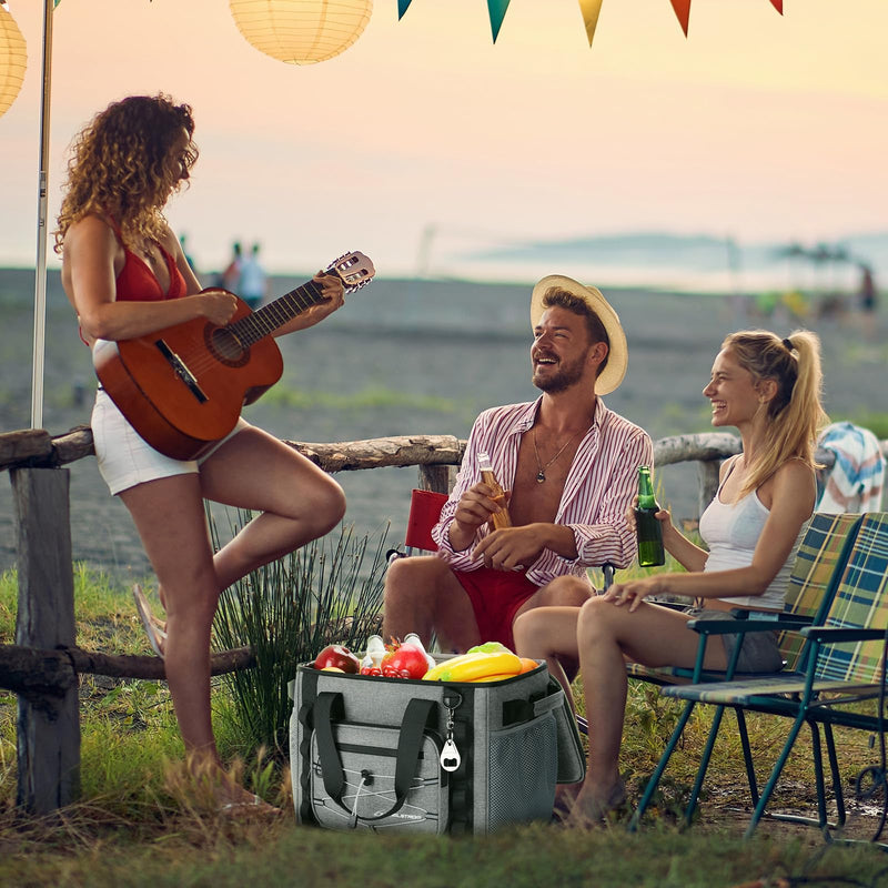 Maelstrom Soft Sided Cooler Bag,30 Can Collapsible Insulated Ice Chest – Large Leakproof, Portable for Camping, Kayaking & Beach, Gray