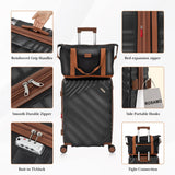 Rosamo 6 piece Luggage Set Expandable Suitcase 22x14x9 Airline Approved Carry on, ABS Hard Case Suitcases with Spinner Wheels, TSA Lock, (Black)