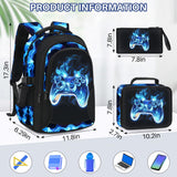ZHIMEBYE School Backpacks for Boys - 4pcs Gamer Boys Backpacks with Lunch Box Set for Kids Teens Elementary Middle School, 17″ Large Capacity Students Bookbag, Perfect for Travel