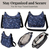 Securtex Anti-theft Free Time Hobo Bag - 10.5"x9" Travel Crossbody For Women w/Locking Zippers RFID