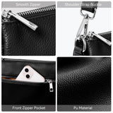 KALIDI Crossbody Bag Vegan Leather Casual Zipper Work Bag Weekender Hobo for Women shoulder Travel Dating Black