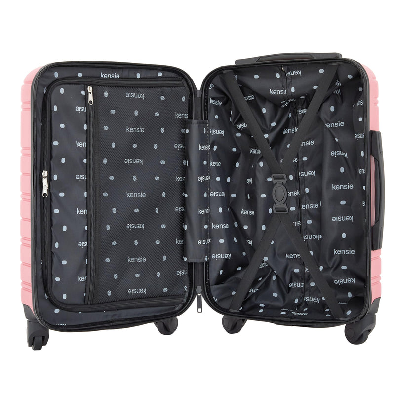 kensie 22" Peonies Hardside Carry-On Luggage with ID Tag, Flowering Ginger