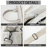 Womens Casual Corduroy Tote Bags with Multiple Pockets Fashion Hobo Crossbody Bag Travel Shoulder Bags Cute Purse Handbag (White)