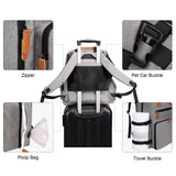 Modoker Dog Travel Bag, Airline Approved Backpack for Pet Accessories Organizer, Tote Weekend Bag with 2 Food Storage Containers, 2 Collapsible Dog Bowls, 1 Pet Mat, Grey