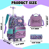Meetbelify Backpack with Wheels for Girls Rolling Backpack Cute Carry on Backpack for Elementary Student
