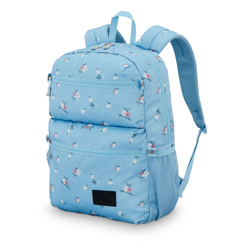 High Sierra Everclass Backpack - Travel or Work Laptop Bookbag with 360° Reflectivity, Dual Water Bottle Pockets & Fits Laptops Up To 15.6”, One Size, Floral Blue