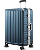 LUGGEX Checked Suitcase with Spinner Wheels, 8010S Aluminum Frame Zipperless Polycarbonate Hard Shell Suitcase (ZX-Core, Blue, 28 Inch)
