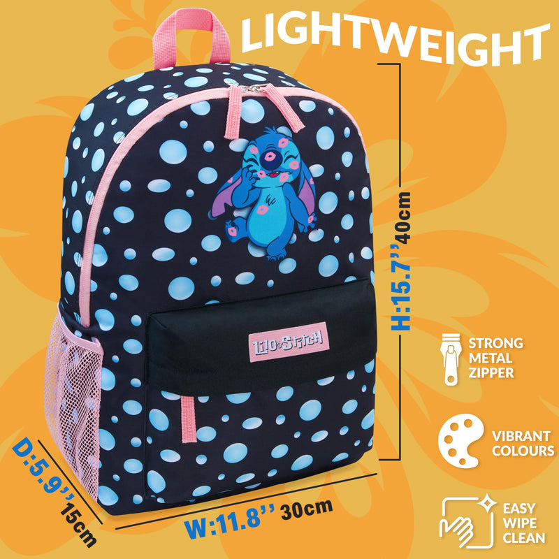 Disney Stitch Backpack for Girls Teens School Bag Kids Book Bag School Supplies Gifts (Black)