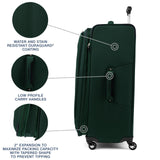 Travelpro Maxlite 5 Softside Expandable Luggage with 4 Spinner Wheels, Lightweight Suitcase, Men and Women, Forest Green, Checked-Large 29-Inch