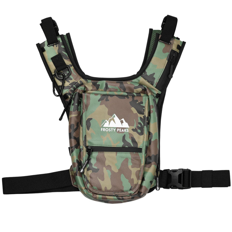 FROSTY PEAKS Minimalist outdoor, Chest Pack with Easy-Access Phone Pouch, Dual-Side Pockets, (Camo) | Backpacks4Less