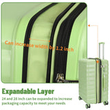 WireHot Lightweight Luggage with Spinner Wheels & YKK Zipper, 3-Piece Travel Suitcase ABS+PC Hardshell Luggage Set with TSA Lock, Light Avocado Green (20+24+28 inch)