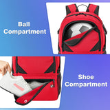 Soccer Bag, Lightweight Soccer backpack with Ball Compartment & Shoe Compartment for Basketball Volleyball & Football, Large and Water Resistant Sports Backpack for Son Daughter Men Women Red