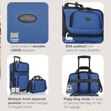 U.S. Traveler Rio Lightweight Softside Rolling Carry-on Suitcase, 2-Wheel Set, Royal Blue