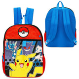 Pokemon Backpack for Boys 8-12 - Bundle with 16" Backpack, Storage Case, Pencil Holder, Water Bottle, Stickers, More | Pokemon School Bag Set for Kids