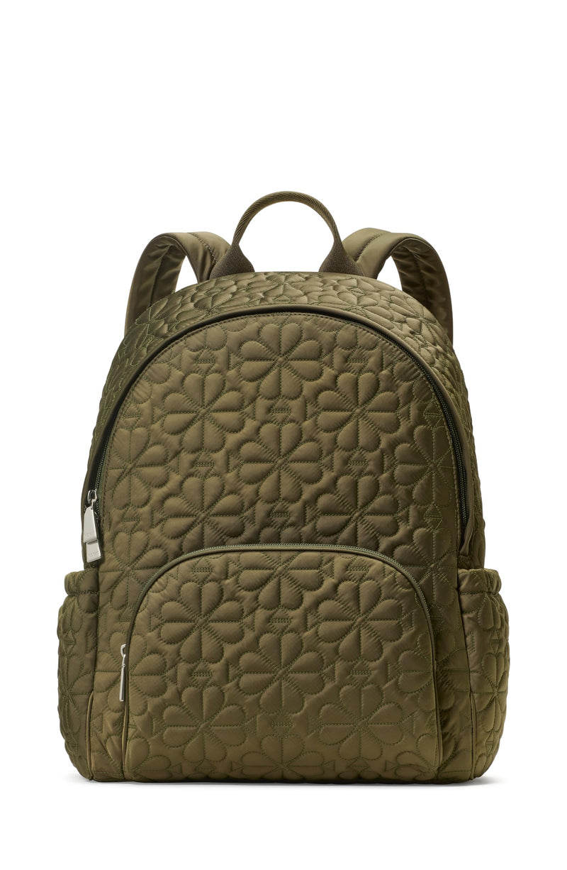 Kate Spade New York Womens Tilly Quilted Fabric Large Backpack, Oolong Green, One Size