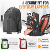 EVERKI Atlas Business 32L Laptop Backpack – Travel-Friendly Business & Office, Professional Backpack for Men & Women, Durable Computer Bag with Adjustable Padded Compartment, Fits 13"-17.3", Black