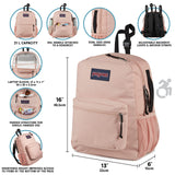 JanSport Central Adaptive Backpack – Wheelchair & Walker Compatible, Tuck-Away Shoulder Straps, Adjustable Backrest Loops & Anchor Straps, Iconic Design, Mia Brown White Flowers