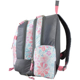 Eastsport Extra Large Backpack Expandable Oversized For Travel Hiking Work Camping Sports Outdoors With Drawstring Bag 18x13.5x9.5 Spring Floral Ash Grey