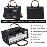 ZHMO Canvas Tote Bag for Women With Compartments and Pocket,Black Women's Bags Crossbody Bags Work Laptop Tote Bag Large Satchels Handbag Tote Purse Everyday Shoulder Bag for Travel Nurse Teacher Gift