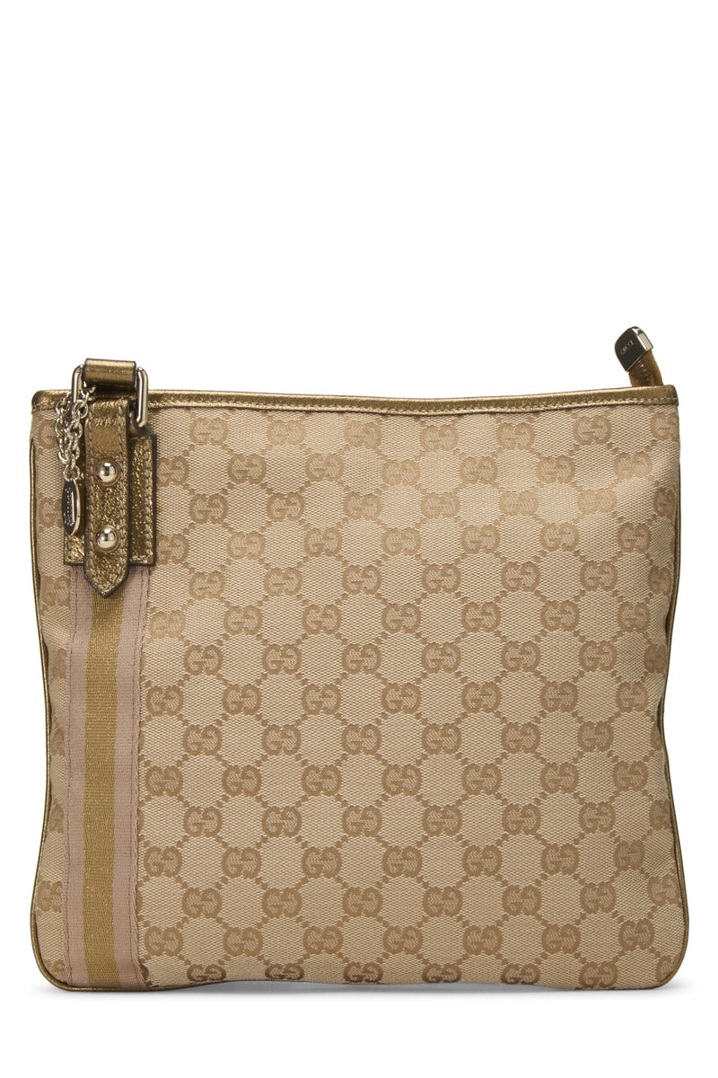 Gucci, Pre-loved Original GG Canvas Jolicoeur Messenger, Gold