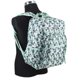 Eastsport Carry On Travel Weekender Backpack with Extra Large Main Compartment, Mint/Grey Triangles
