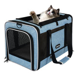 GAPZER Cat Carrier 18 x 11 x 11 Top Loading Soft-Sided Pet Travel Bag Over 15lbs, Portable Small Dog Puppy Car Crate 10 lbs, Chihuahua Kennel Carry Case, Kitty Cloth Cage Medium Cat Under 25 Blue