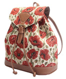 Signare Tapestry Fashion Backpack Rucksack for Women with Poppy Flower Design(RUCK-POP)