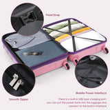 Luggage 5 Pcs, ABS Hardshell Suitcase Spinner Wheels with USB Port TSA Lock