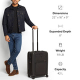 TUMI - Alpha Large Dual Access Expandable 4-Wheeled Carry-On Luggage - Zipper Expansion - Durable and Lightweight Travel Suitcase - TSA Lock Tracer - Dark Black