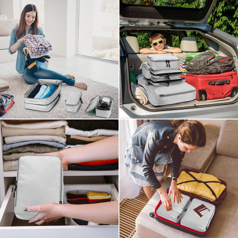 Velaybor 8 Set Compression Packing Cubes for Travel, Waterproof Luggage Organizers, Suitcase Organizer Set for Carry-On & Checked Baggage, Travel Accessories for Men & Women