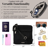 Baggallini Securtex Anti-Theft Large Crossbody 10"x10" Travel Purse with RFID, Locking Zippers & Cut-Resistant Strap