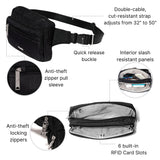 Baggallini Securtex Anti-theft Belt Bag 8.8"x5.5" Crossbody Fanny Pack for Women RFID Wallet Locking Zipper Travel Purse