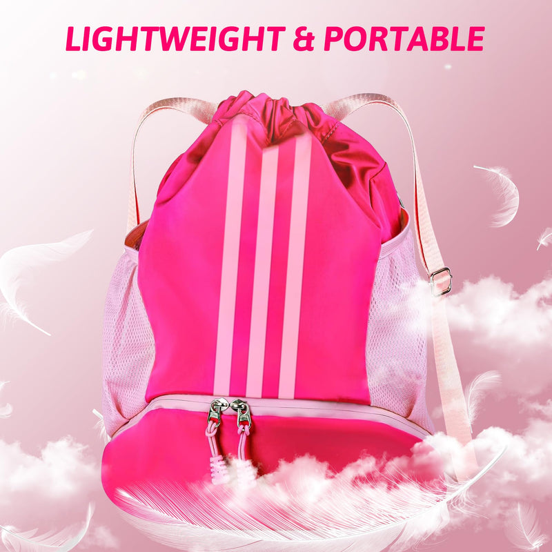 Champhox Soccer Bag, Youth Soccer Basketball Bag with Compartments Drawstring Backpack for Football Volleyball Gym Training