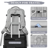 Sinaliy Travel Backpack, 40L 17 inch Laptop Travel Backpack Carry on Flight Approved, Personal Item Travel Bag, Waterproof Backpack for College, Business, Weekend, Work, Gray
