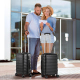 SUPER DEAL 21 Inch Carry On Luggage with Spinner Wheels, Expandable Hardside Suitcase Height Adjustable Durable Rolling Luggage with Porable Handle and Side Feet for Business Trips and Travel, Black