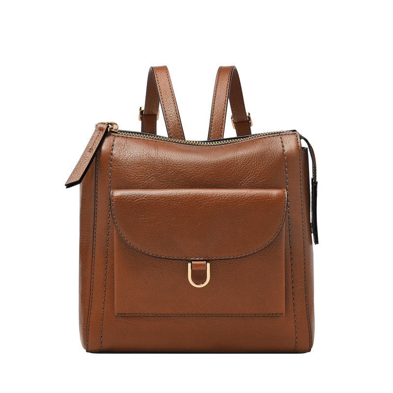 Fossil Women's Parker LiteHide™ Leather Mini Backpack Purse Handbag, Medium Brown (Model: ZB1921200)