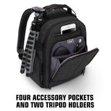 USA Gear Portable Camera Backpack for DSLR with Customizable Accessory Dividers, Weather Resistant Bottom and Comfortable Back Support - Compatible with Canon, Nikon, Sony, Fujifilm, and More (Black)