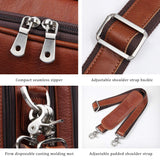 Augus Business Travel Briefcase Genuine Leather Duffel Bags for Men Laptop Bag fits 15.6 inches Laptop (Light Brown)